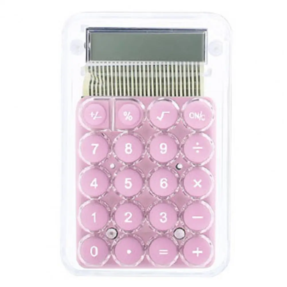 Student Calculator LCD Display Large Screen Silicone Buttons Battery Powered 8-digit Handheld