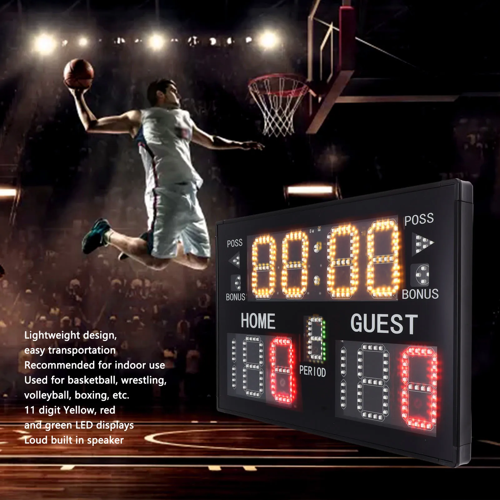 Indoor Tabletop Electronic Scoreboard Multisport 11 Digit LED for Match Training GA30B Basketball Court Equipment