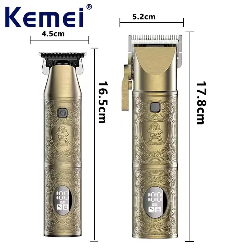 Kemei KM-2241 Ceramic Blade Full Metal Body Barber Shop Charging Men's Professional Barber Clipper Set
