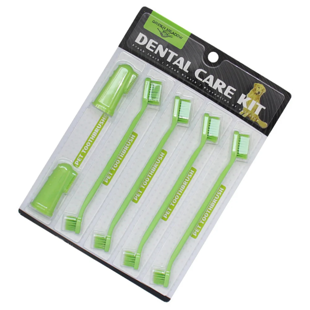 

Dog Dental Brush Small Cat Toothbrush Pet Supplies Puppy Teeth Clean Double Head Green