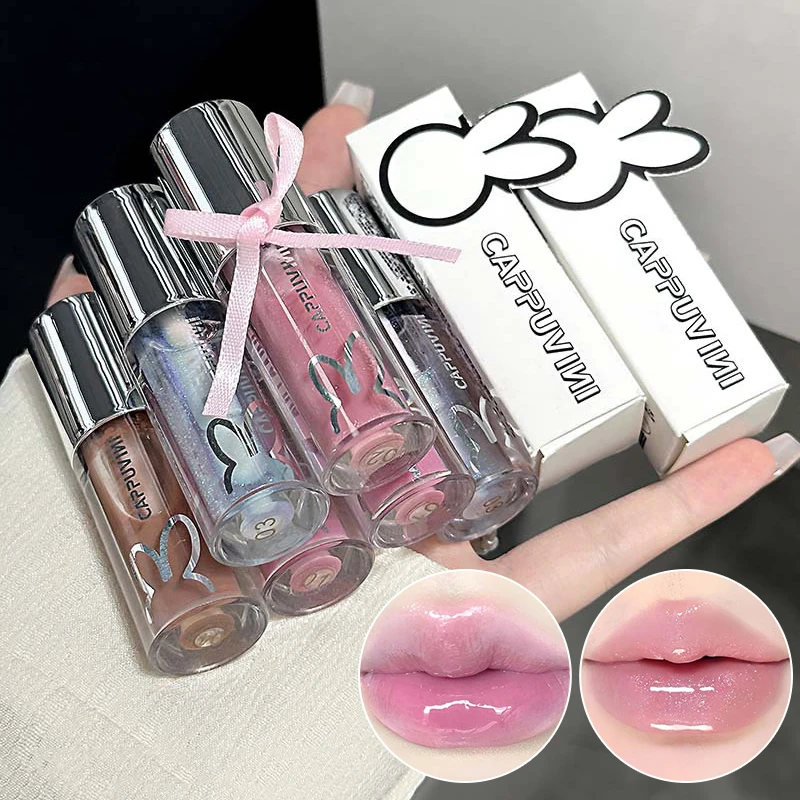 Cappuvini Glitter Lip Glaze Lasting Shimmer Mirror Water Lip Gloss Wasserdichter, aufpolsternder Lippenstift Make-up Feuchtigkeitsspendende Lippentönung