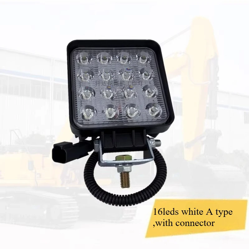 12V/24V Super Bright Excavator LED Work Boom Light White 9leds /16leds Headlight Top Machine Light With different connector
