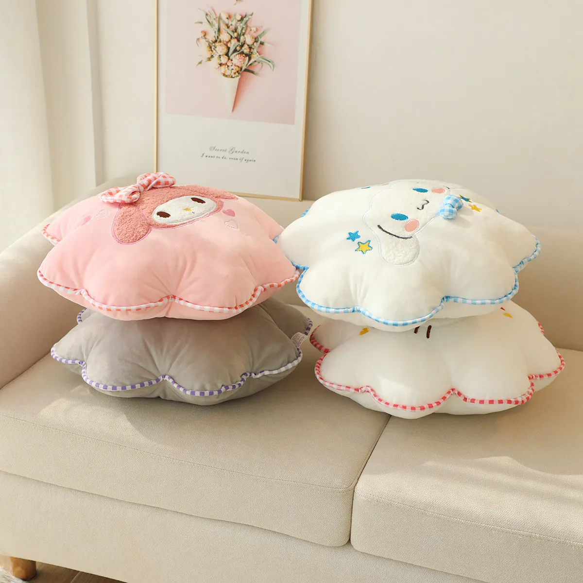 Sanrio Kuromi My Melody Flower Back Cushion Hello Kitty Lumbar Support Cushion Cinnamoroll Poduszka do rzucania Sofa Bed Gifts Girl