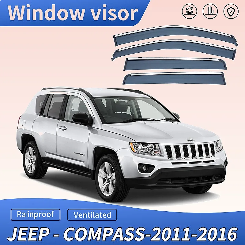 

4Pcs Car Window Visor for Jeep Compass 2016-2017 Rain Sun Shade Wind Deflector Auto Accessories