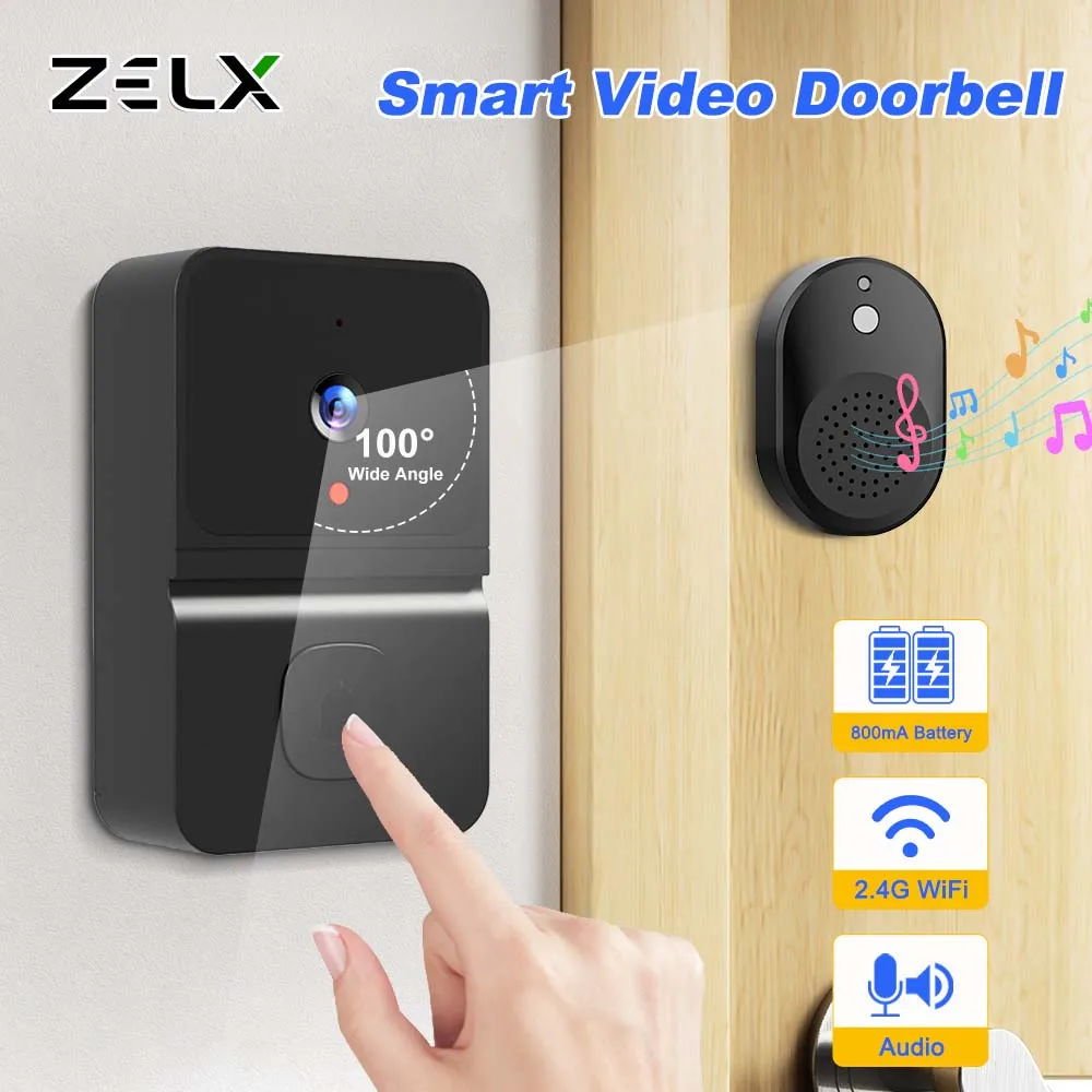 Wireless WIFI Battery Doorbell Camera With Chime Two Way Audio Night Visio Home Security Protection Smart Video Door Bell