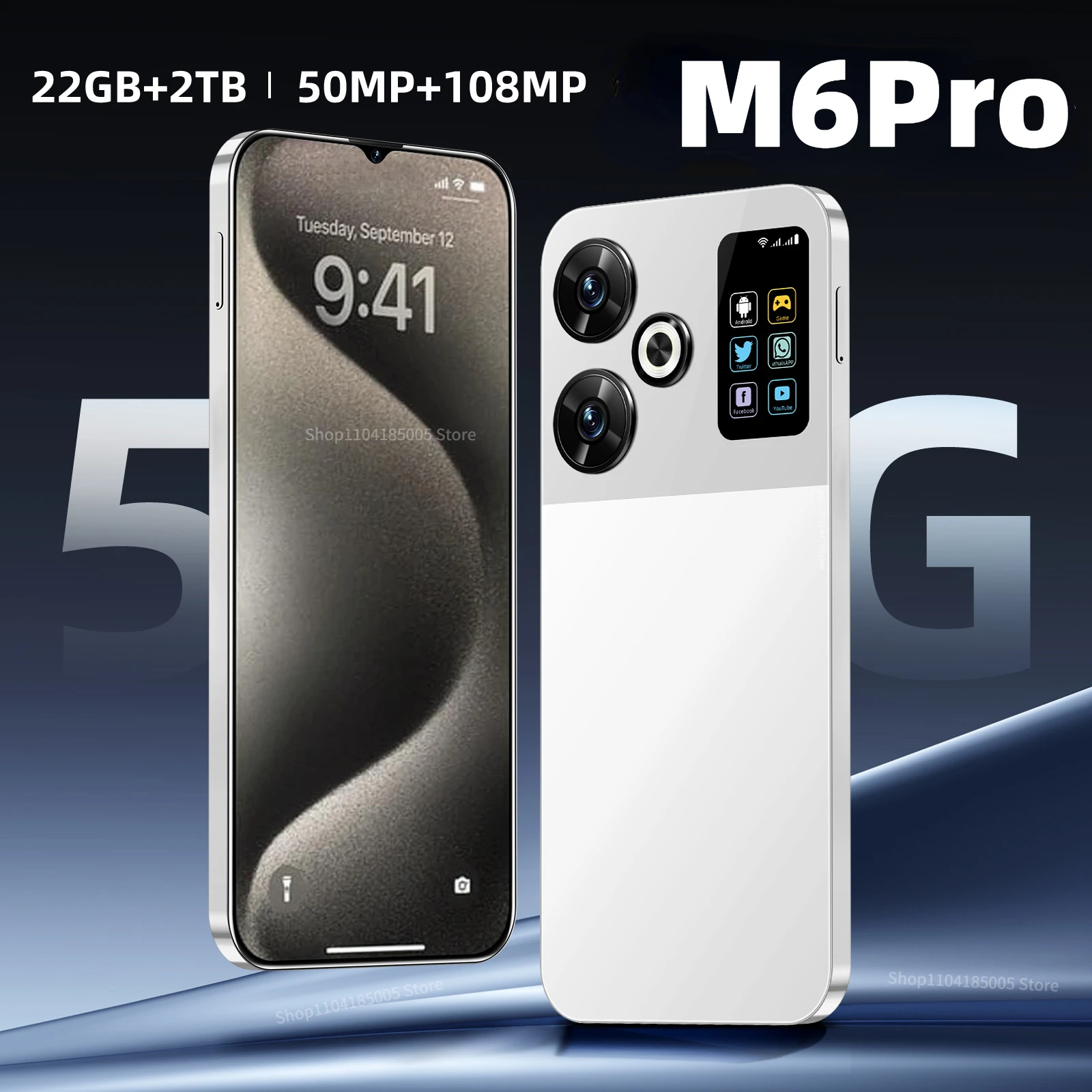 

2024 Global M6 Pro Smartphone New Brand 22G+2TB 4G/5G Dual Sim Cellphone Android14 Unlocked Mobile Phone Celular NFC