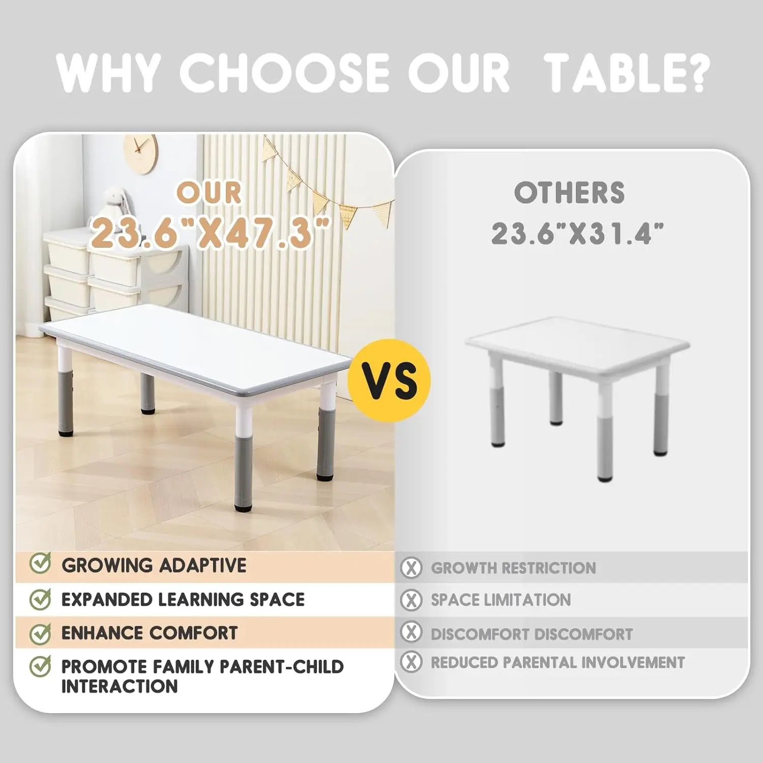 Kids Table and Chair, Toddler Table and Chair Set, Adjustable Kids Table, Non-Slip Table Legs&Organizer, Graffiti Desktop, Suita