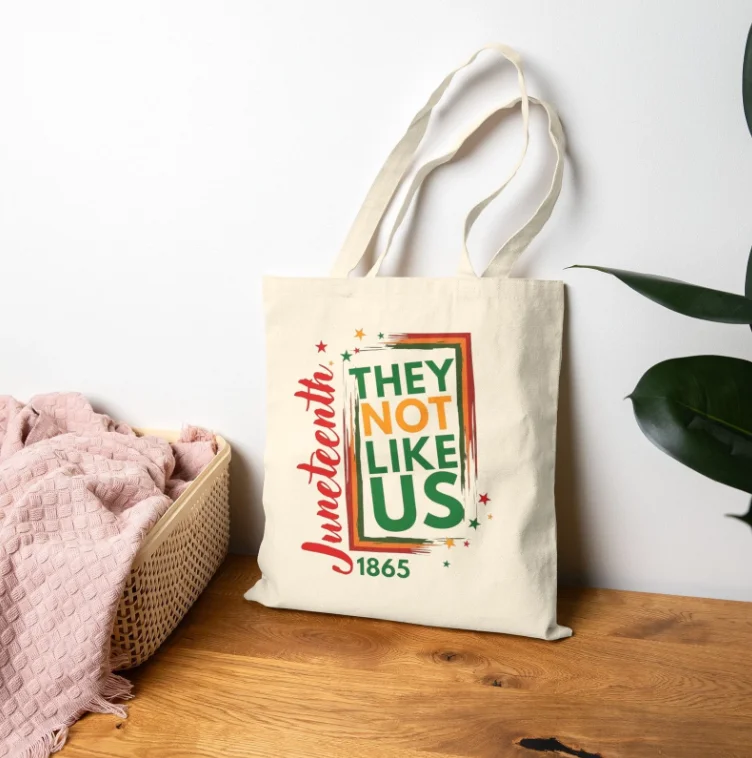 Versatile Canvas Bag Juneteenth They Not Like Us Handbag Handbag Aesthetic Celebration Reusable Shopping Handbag Minimalist