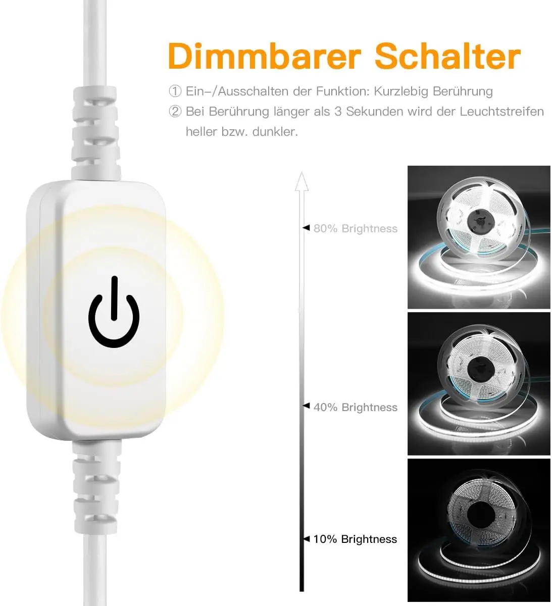 1M-5M USB HA CONDOTTO LA Luce di Striscia 5V 320LED/M COB Sensore di Tocco Dimmerabile Lampada Nastro FAI DA TE TV Specchio Retroilluminazione Cucina stanza illuminazione notturna