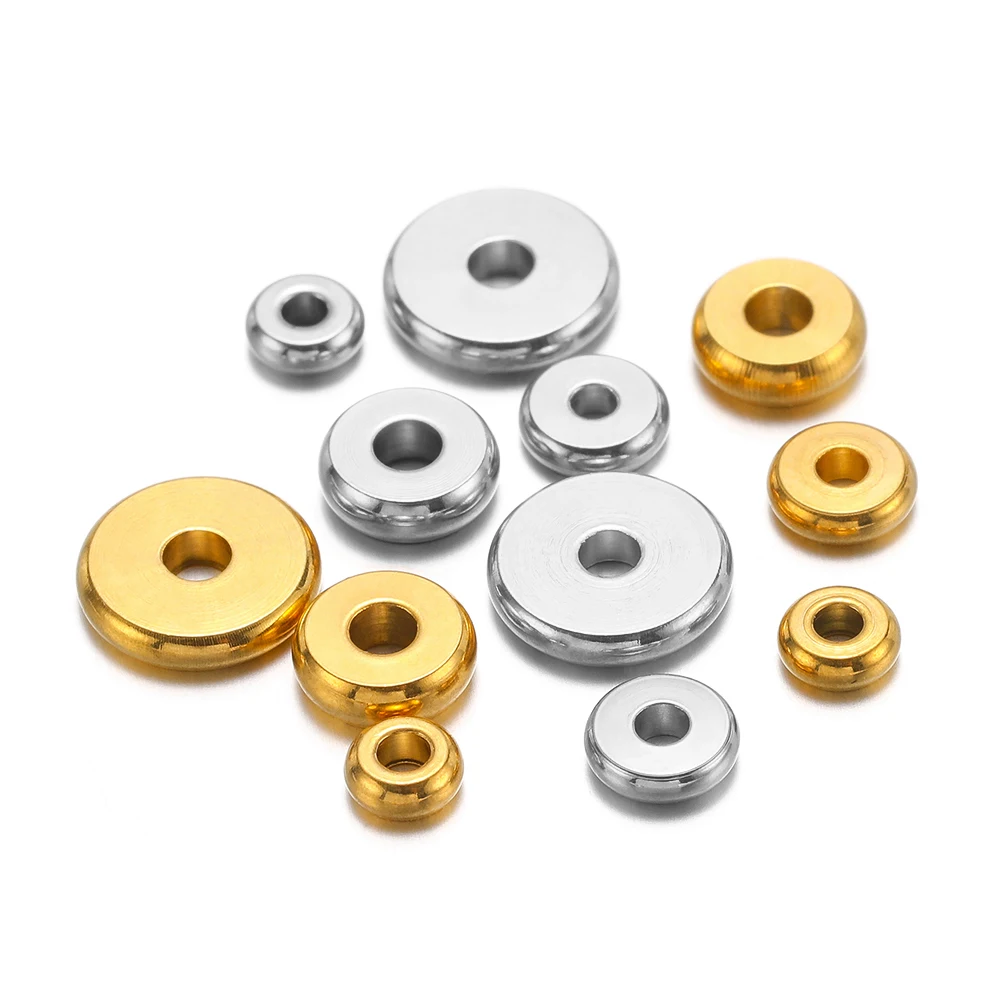 20-50 Stück Edelstahl Runde 4mm 5mm 6mm 8mm Flache Abstandsperlen Lose Perlen für DIY Schmuckherstellung Armbänder Halsketten Zubehör – Detail 5