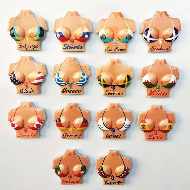 Imanes bonitos de resina con bandera del mundo, bañador hecho a mano de las Islas Bermudas, Kenia, Gales, Austria, Portugal, Canadá, Israel, Escocia, SAN Marino, Eslovaquia