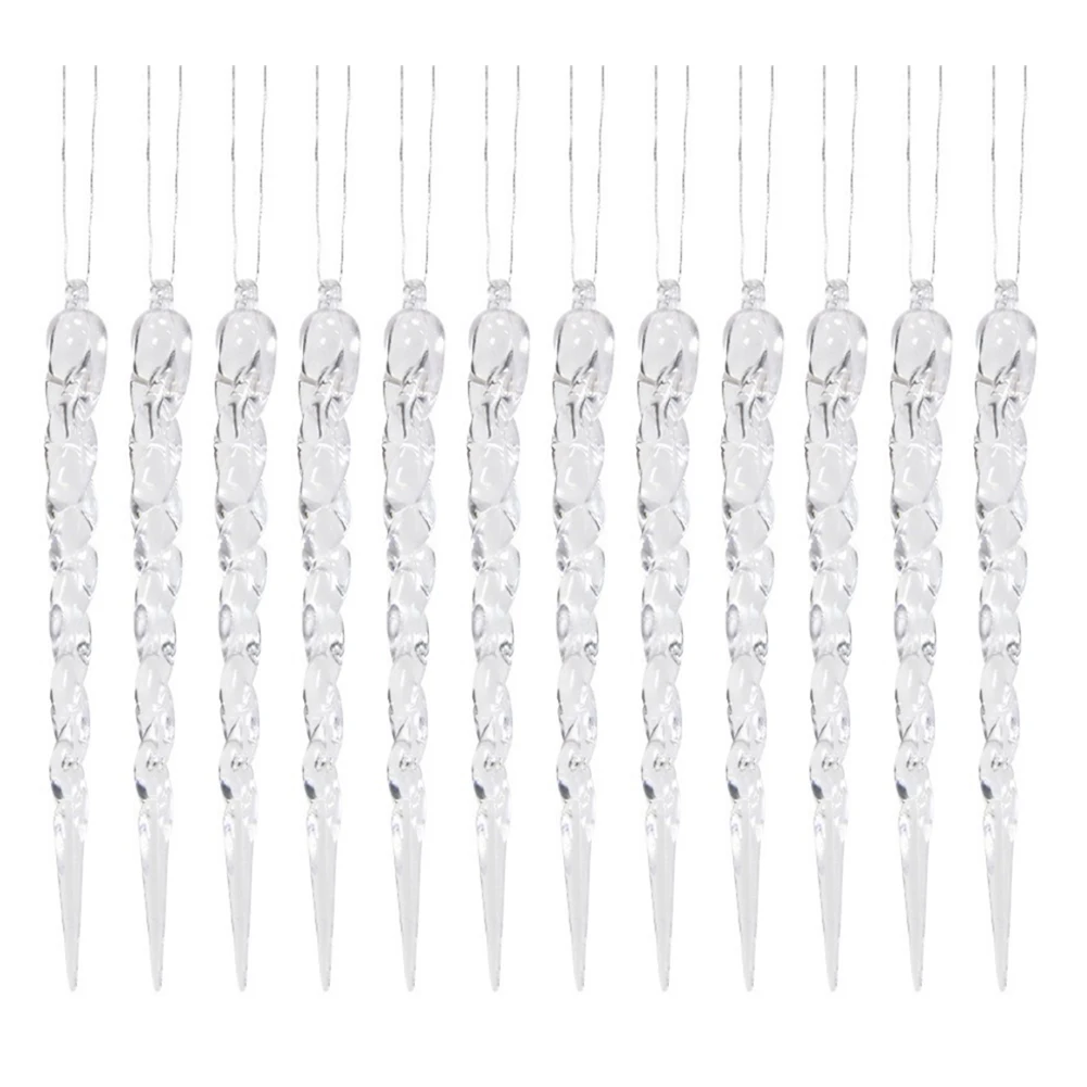 12 قطعة عيد الميلاد رقاقات الثلج شفافة ديكور واضح كريستال الملتوية جليد قطاع الخيوط قلادة للعام الجديد الشتاء الديكور
