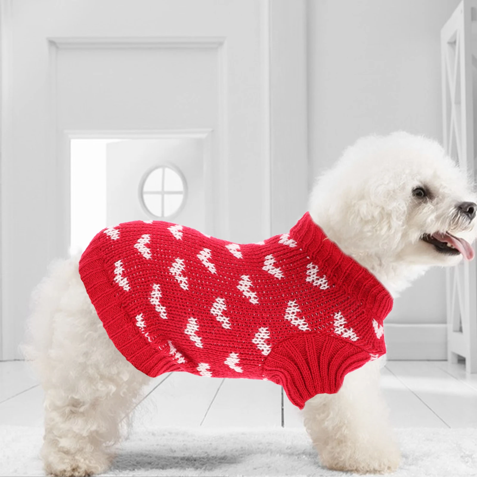 

Dog Sweater Pet Clothes Blue XS Size Valentine Style Warm Winter Costume Small Adorable Dog Wear Resistant Puppy Vest Accessory