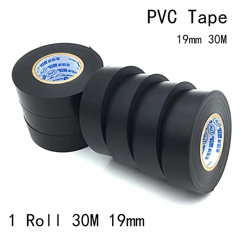 1pc 19MMX30M Black Electrical Tape Waterproof High-viscosity PVC Electrical Insulation Tape Automotive Wiring Harness Vinyl Tape