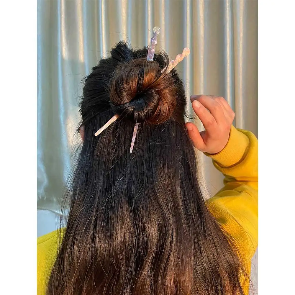 1PC Temperament Korea Marbling Pattern Acrylic Disk Hair Hair Accessories Hair Sticks Hairpins