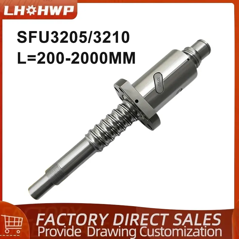 

1set RM3210 Ball Screw 32mm Roller SFU3205/3210 200mm-2000mm Ballscrew C7 Machined With BK25BF25 For Cnc Router