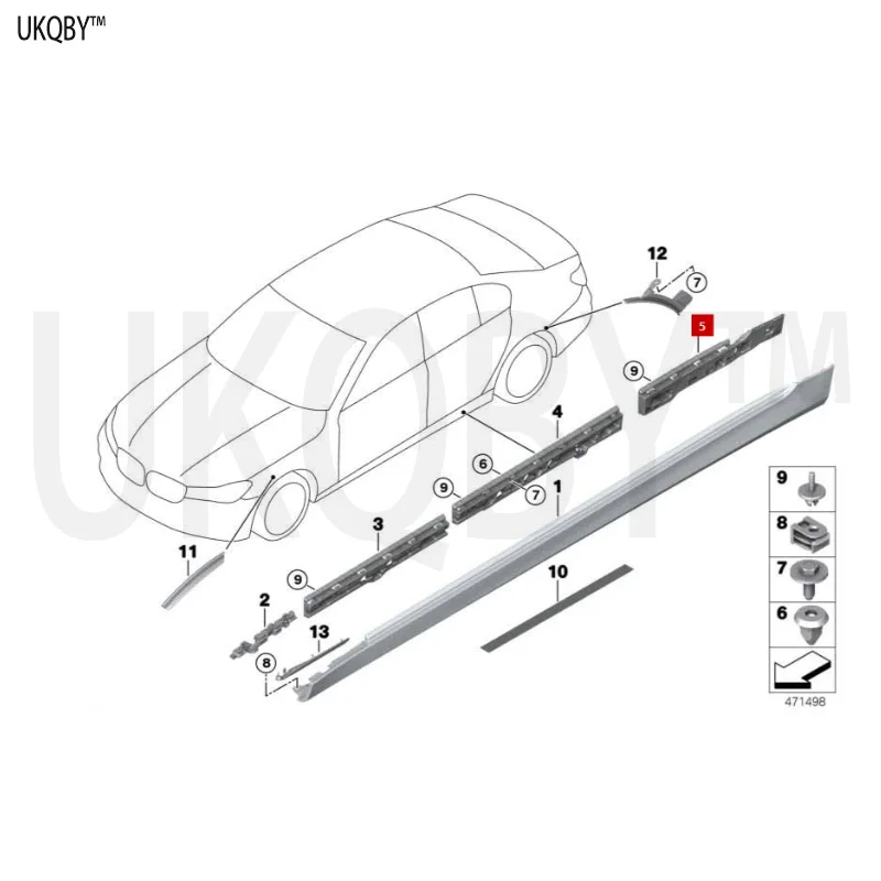 Position the rear right side of the car door sill 51777357140  51777357139