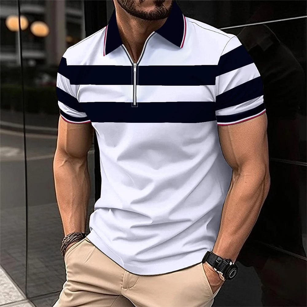 2025 männer Sommer Kurzarm Polo Casual Atmungsaktive Komfortable Spicing Polo-Shirt Mit Zipper T-Shirts Dropshipping