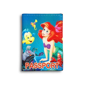 Disney ariel princesa capa de passaporte a pequena sereia caso de cartão de crédito meninas couro do plutônio titular do passaporte de viagem