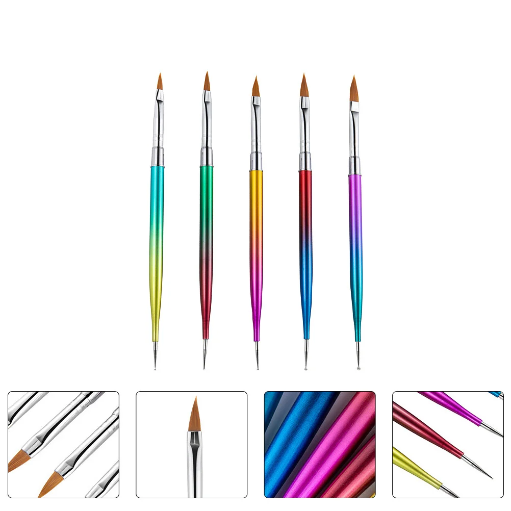 5 stuks Nail Art Pen Set Double-Ended Point Drill Uv Tekening Manicure Tool Kit Professioneel thuisgebruik DIY Nail Art