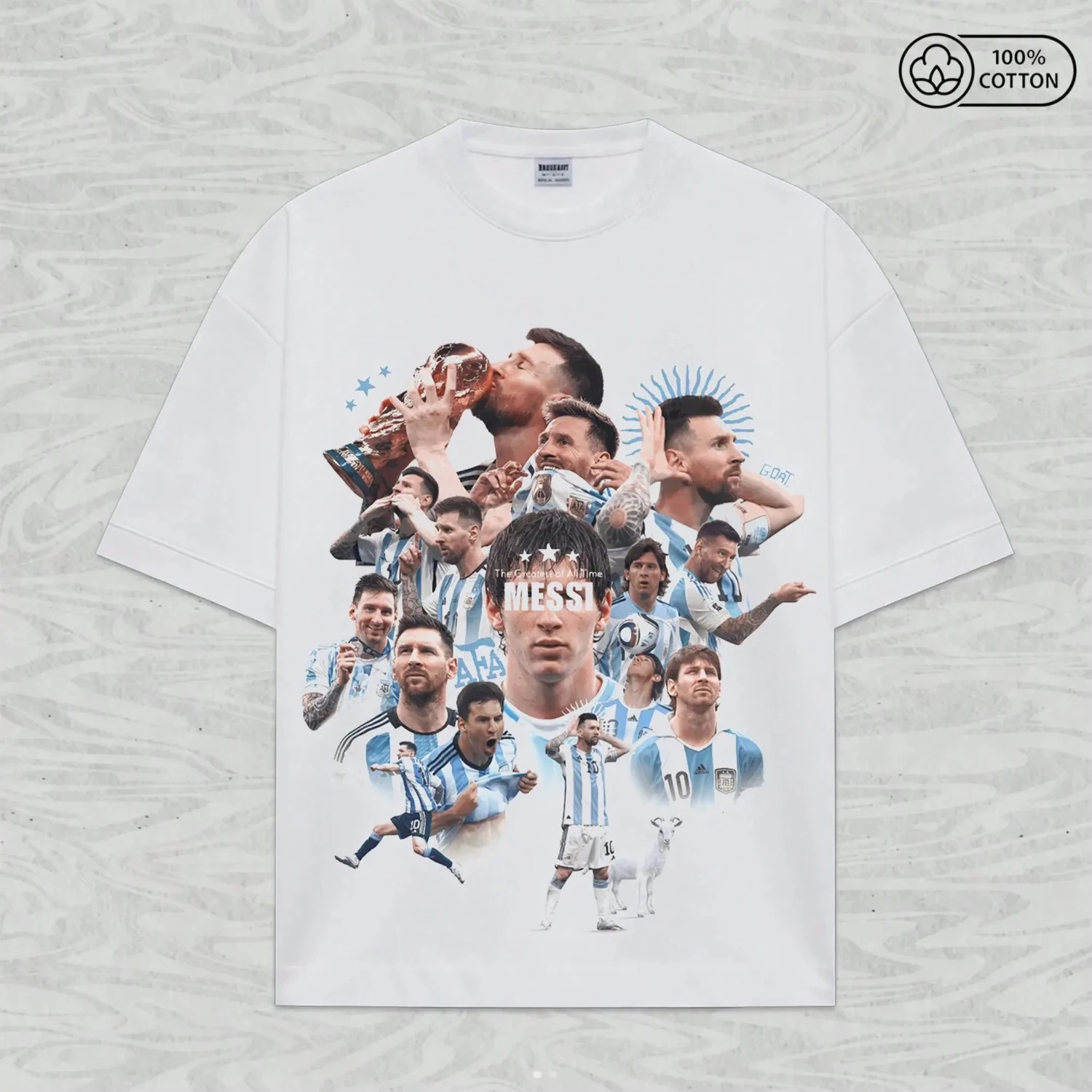 Women's Summer Vintage Argentina Messi Tribute Tee Casual Street Fashion Hip Hop Crew Neck Short Sleeve Top For Soccer Fans