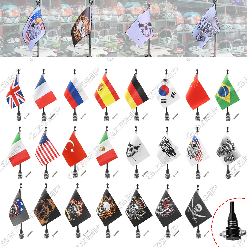 

fit For Harley Sportster Touring FLHT Road King Glide Motorcycle Flagpole Decorative Flags Aluminum Rear Luggage Side Flag Pole