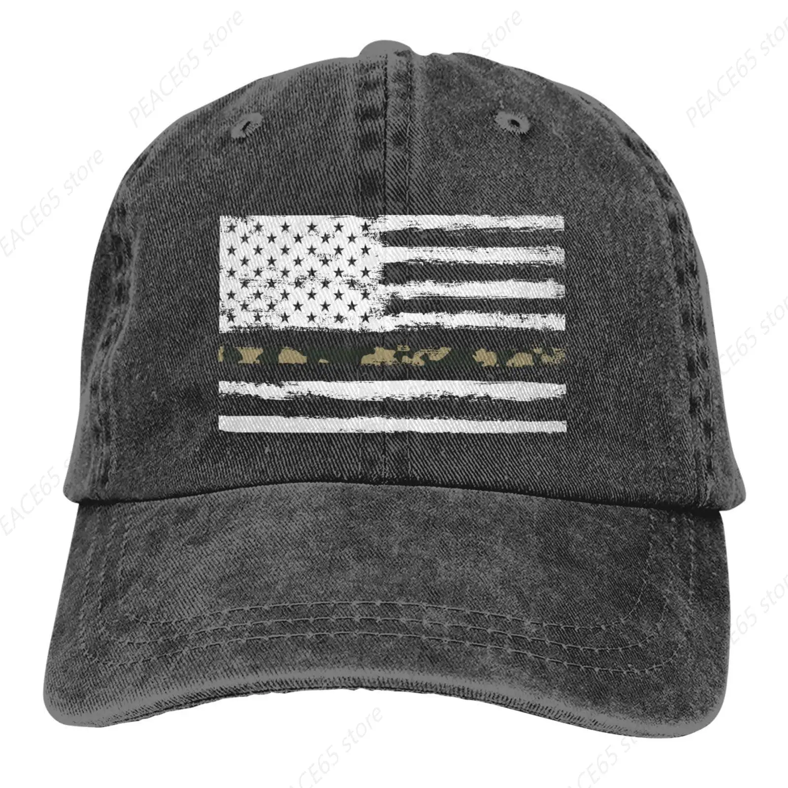 Camo Line American Flag Military Soldiers Baseball Cap Golf Dad Hat Adjustable Original Classic Low Profile Cotton Hat Men Women