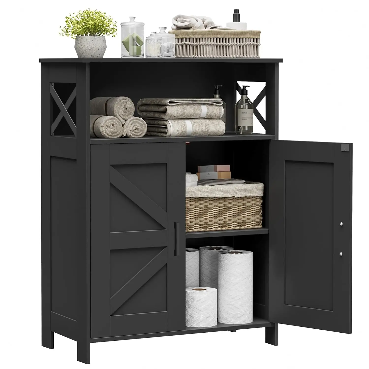

Farmhouse Bathroom Storage Cabinet with 2 Doors, Toilet Paper Cabinet with Adjustable Shelves, Small Bathroom, Customized