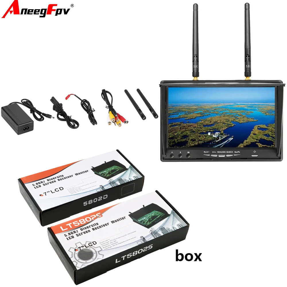 LCD5802D LCD5802S 7 Inch 5.8G 40CH  FPV Monitor Raceband Video Screen with DVR And Build-in Battery for FPV Multicopte