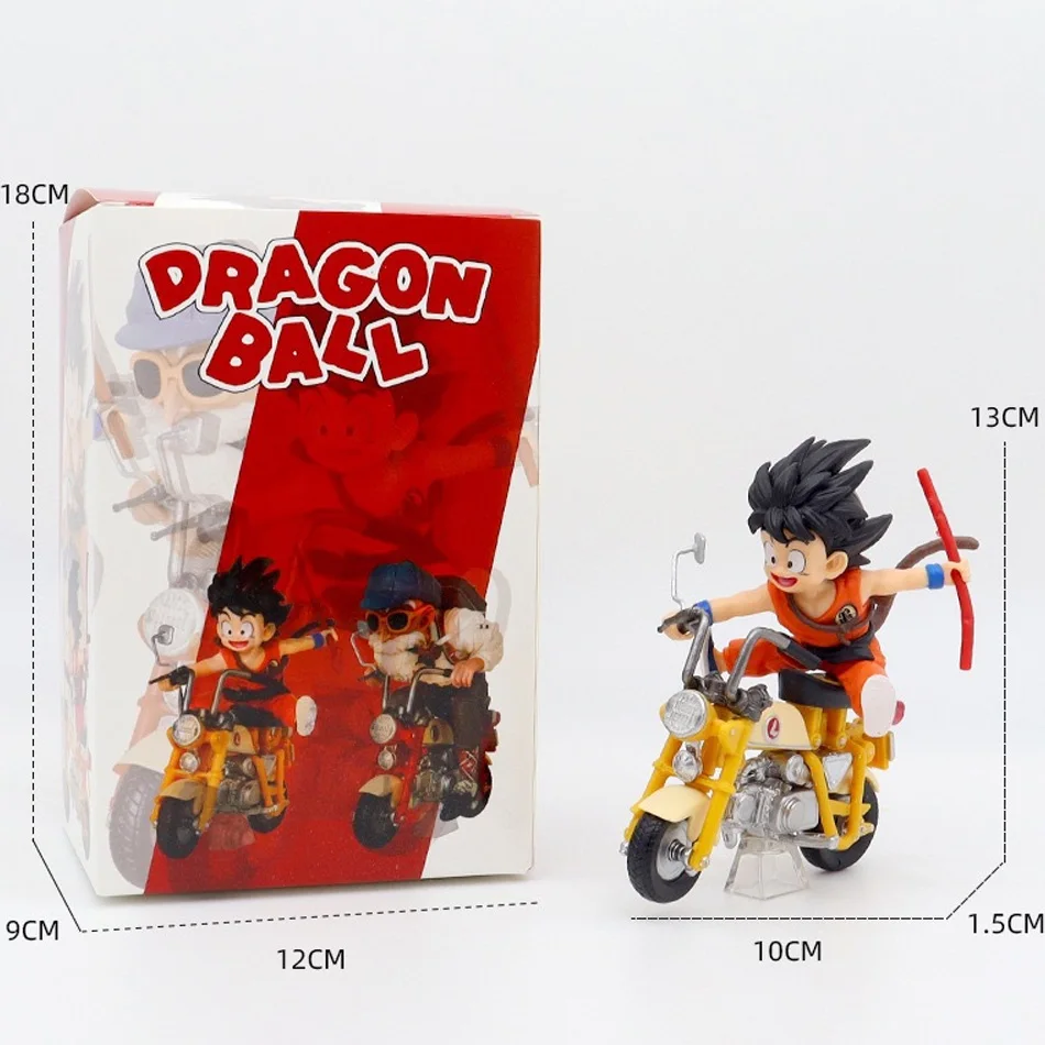 Dragon Ball Anime Two Figure 13CM Son Goku Master Roshi Locomotives PVC Action Kame Sennin Motorcycle Toys Children Toy Gifts