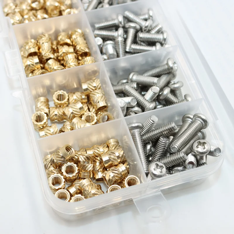 Heat Set Thread Brass Insert Nut and Bolt M2 M3 M4 Soldering Iron Tip Copper Insertion Nut Machine Screw Kit Inserts 3d Printer