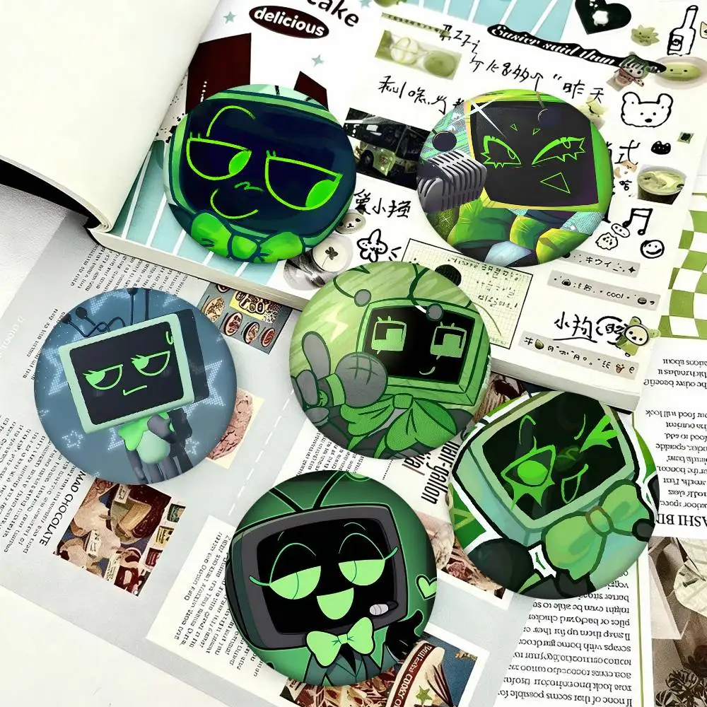 1 Stück Vee Dandys World TV Game Cartoon-Stil Abzeichen Broschen für Rucksackdekoration Runde Emaille-Pins für Accessoires