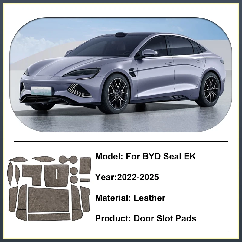 قاعدة أكواب جلدية لـ BYD Seal EK 2022 2023 2024 2025 Ybrid جلدية مضادة للانزلاق كأس حصيرة فتحة الباب وسادة ملحقات الديكور الداخلي
