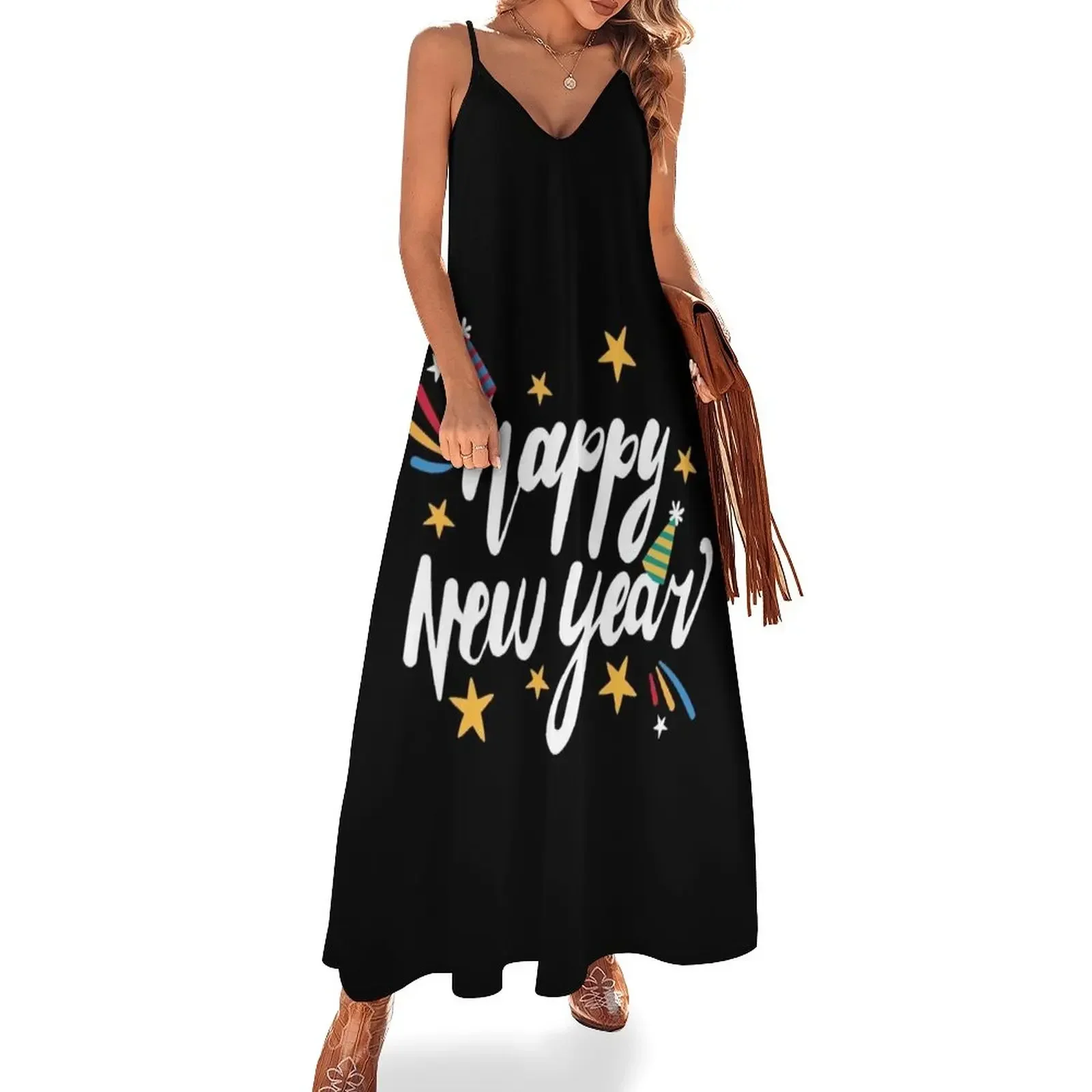 

happy New Year Sleeveless Dress women dress summer dress women party dresses