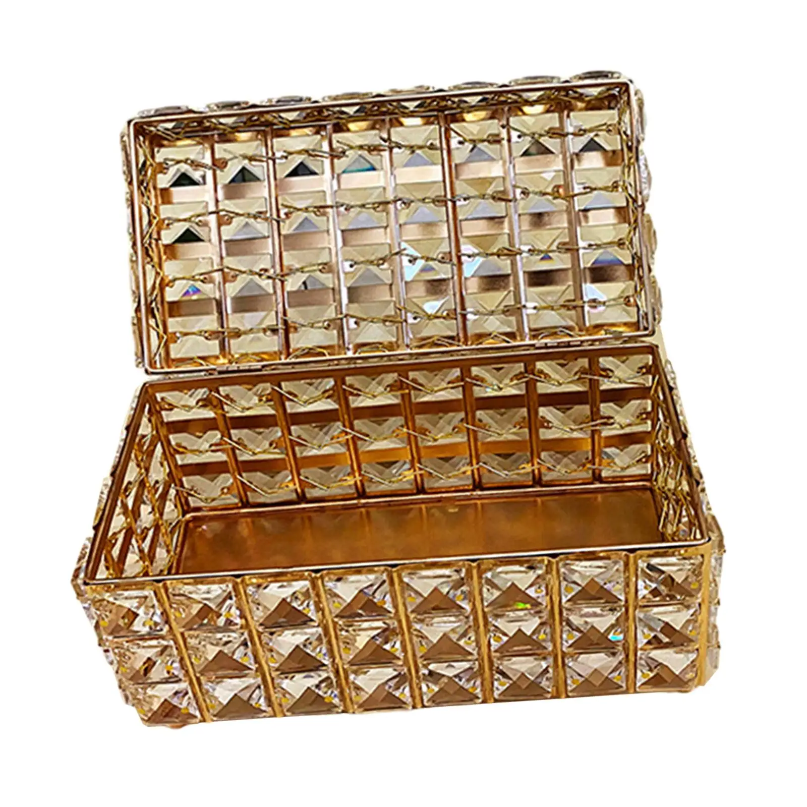 

Хрустальная шкатулка для украшений в европейском стиле, футляр для хранения ювелирных изделий, контейнер для украшений с крышкой для туалетных принадлежностей, ожерелий, браслетов, серег