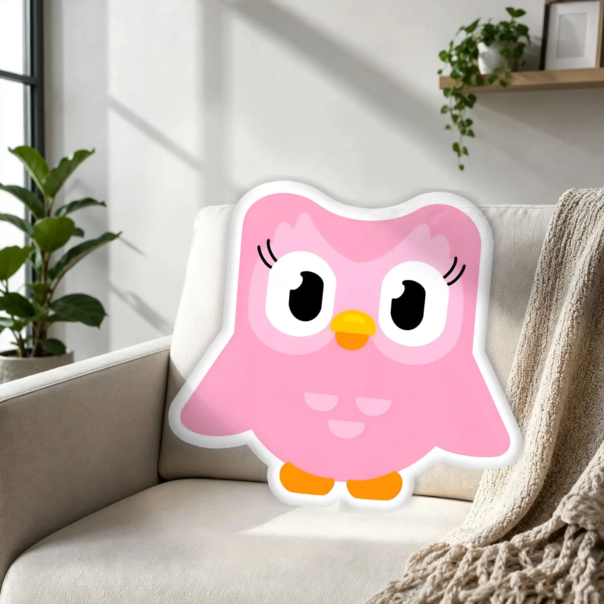 Customized Modern Green Owl Duo Cushion Polyester Cartoon Stuffed  Throw Pillows for Thanksgiving