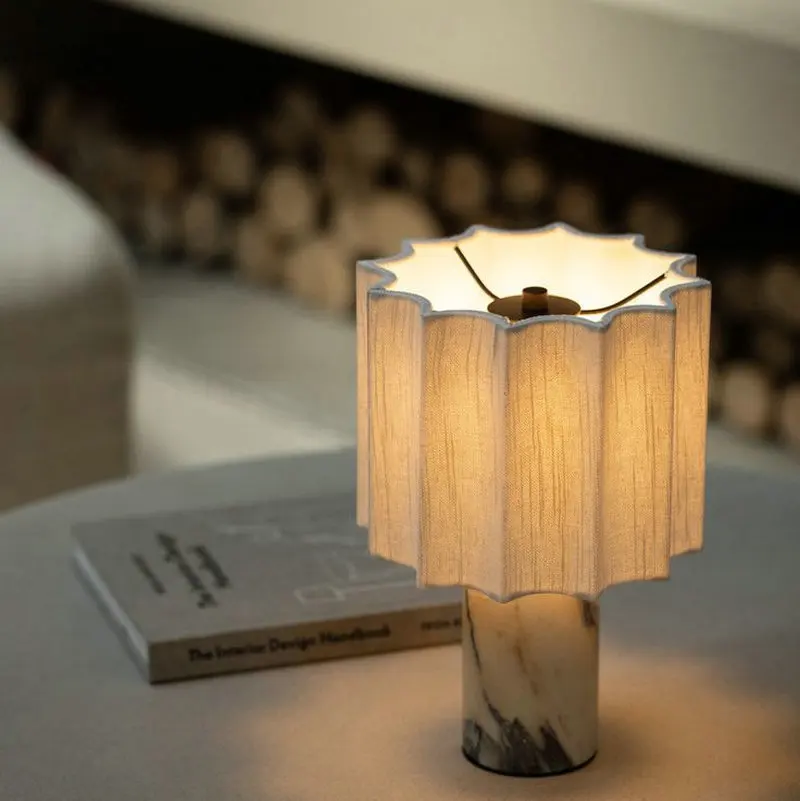 Modern minimalist marble living room designer creative pleated cloth cover bar touch decoration table lamp BB627HK