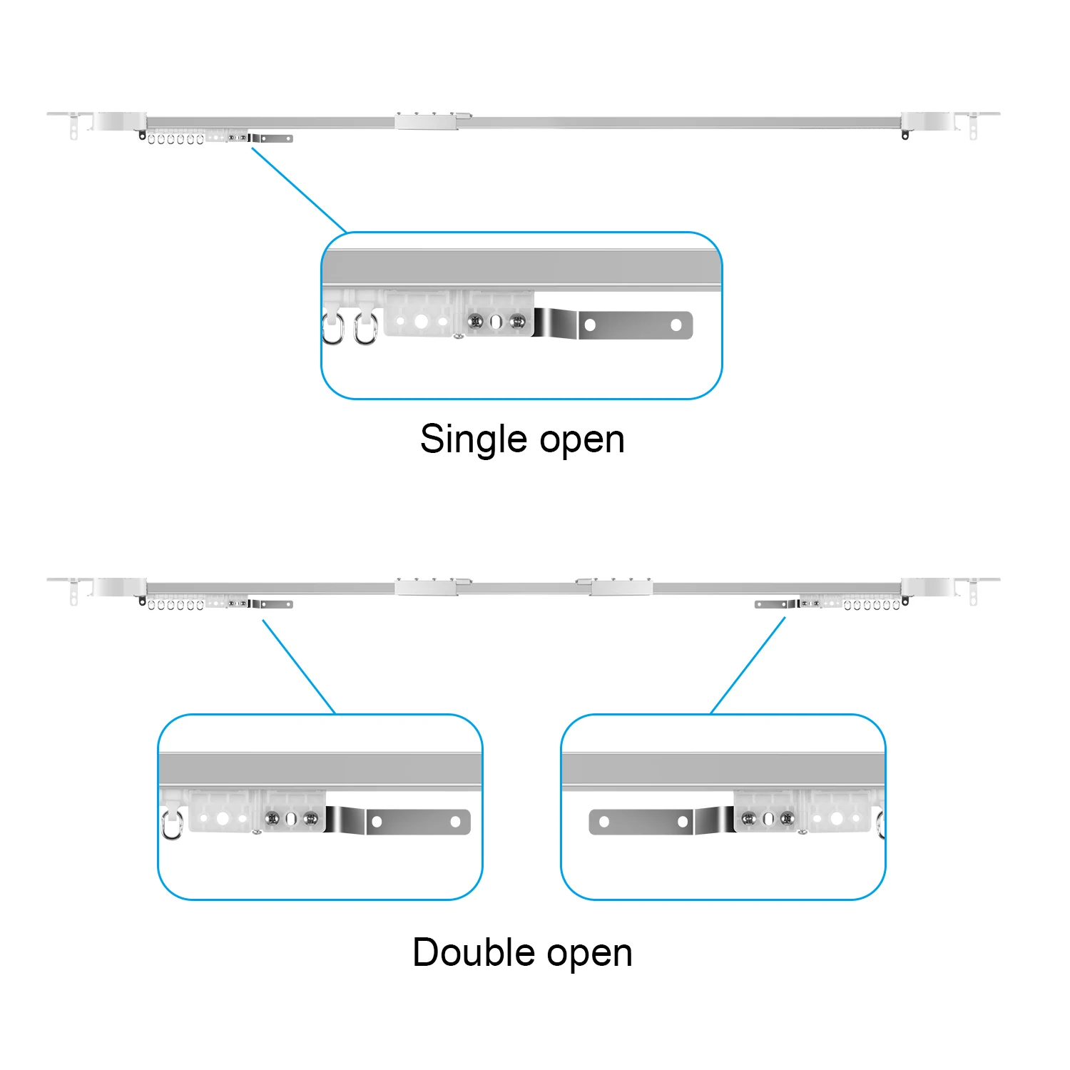 MaiHa Curtains Track Electric Rod Cornice Rail for Smart Home Scalable Tuya Wifi Automatic Curtain Control System curtain track