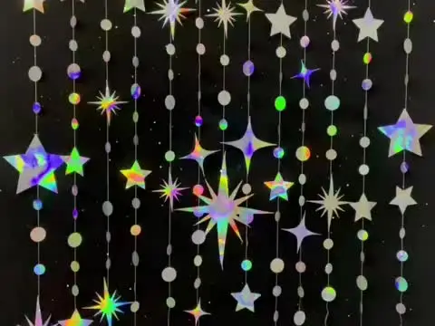 Guirlande suspendue irisée étoile lune cercle points, décoration scintillante pour Ramadan, Aïd Moubarak, mariage, baby shower, fête d'anniversaire