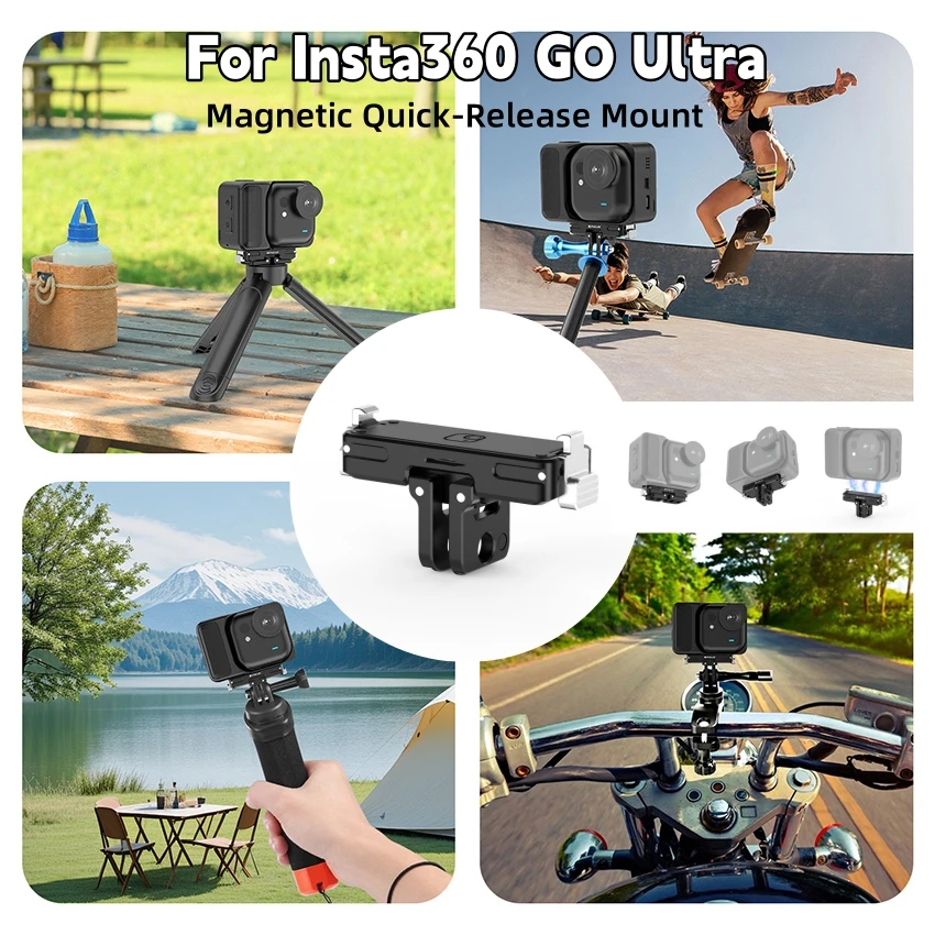 For Insta360 GO Ultra Aluminium Alloy Magnetic Quick-Release Mount Base Action Camera Accessories
