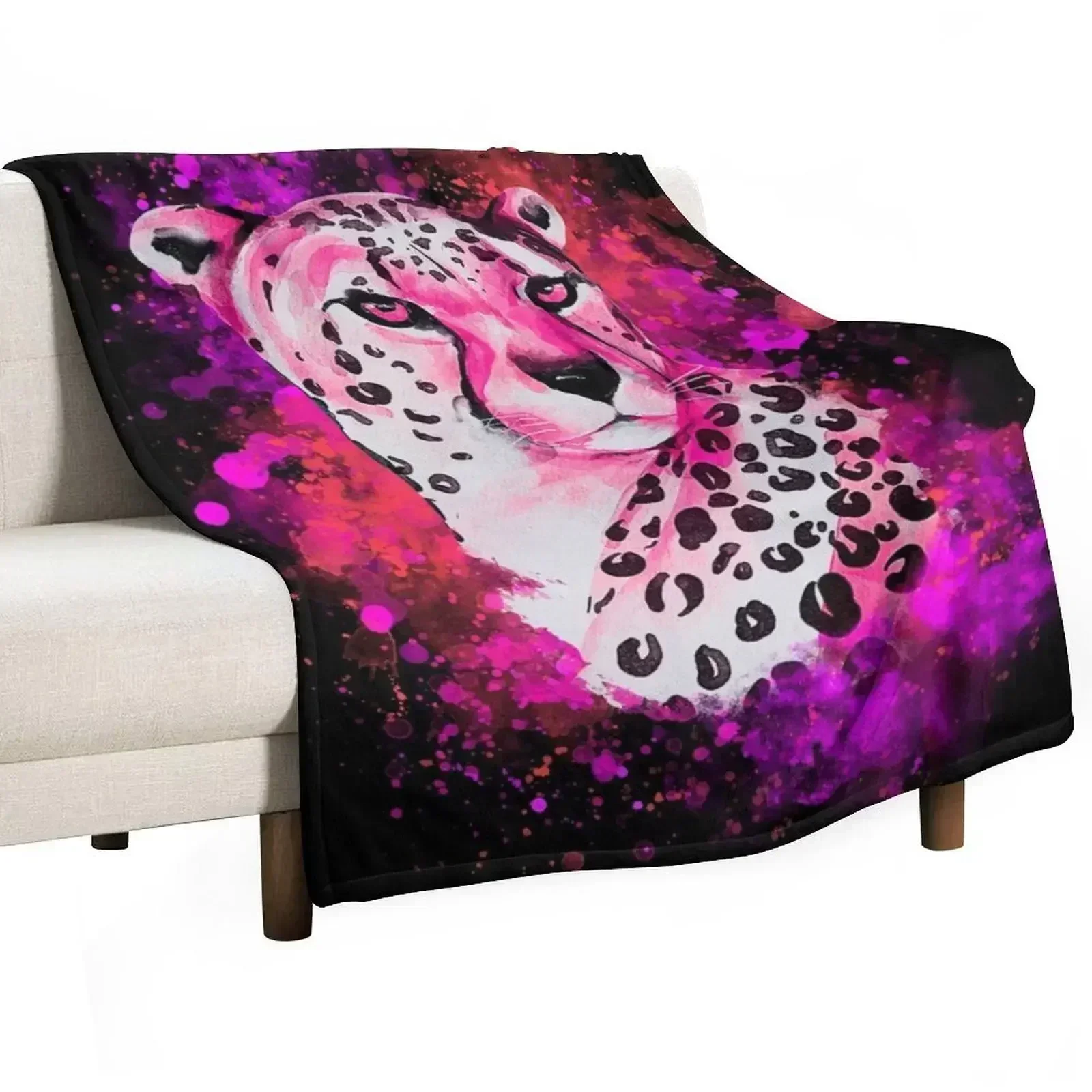 Neon pink: Colorful Cheetah Throw Blanket Portable Lightweight Blanket for Travel Camping