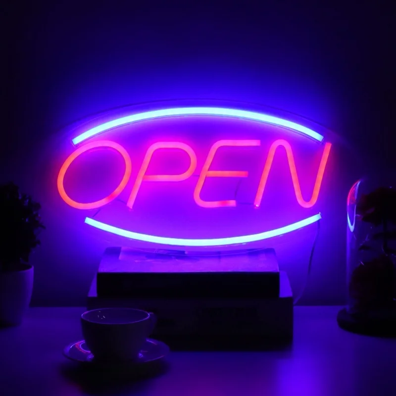 LED Open Sign Light USB Powered Neon Light For Window Store Bar Restaurant Door Wall Decor