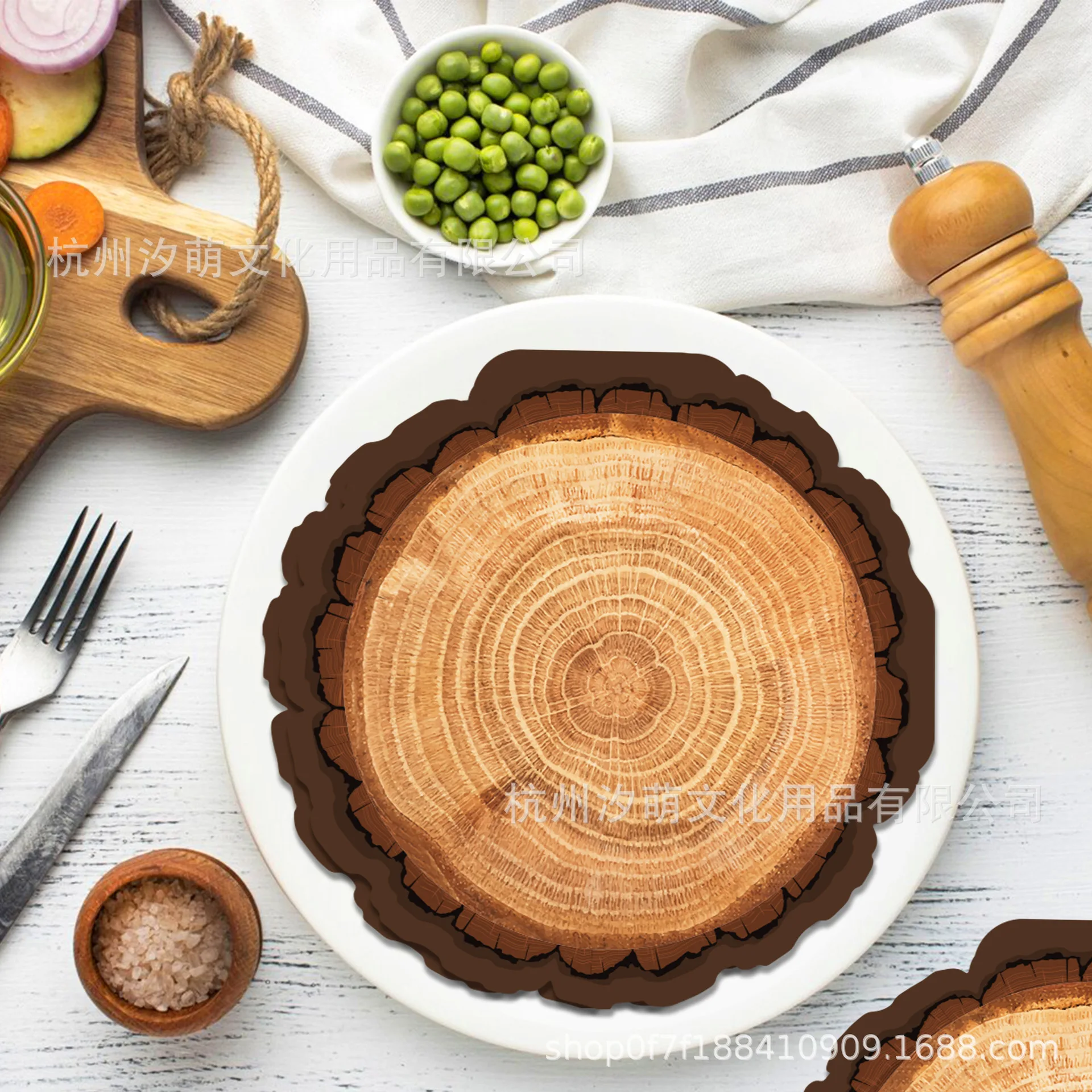 20/40/60/80/100 Stück Holzmaserung Scheibenpapier Schnappsel Partygeschirr für Partydekorationen mit Waldmotiv Camping Geburtstagszubehör – Detail 3