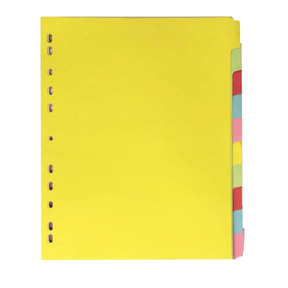 

12 Pcs Color Sort Paper 11 Holes Index Dividers Labels Cards A4 Page Size Cardboard