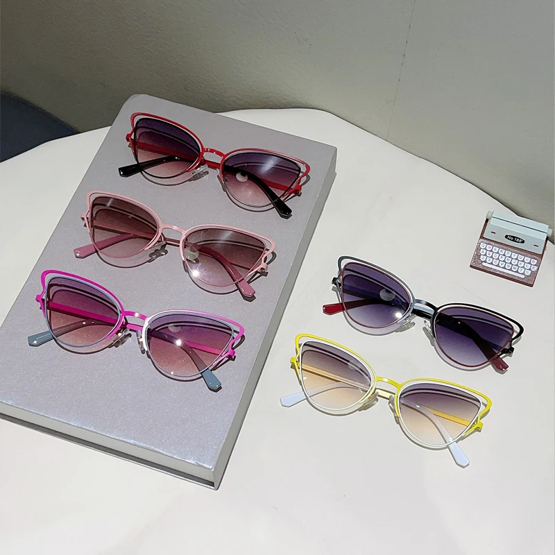 GM LUMIAS Butterfly Shaped Sunglasses Women Hollowed Rim Cat Eye Gradient Shades Trendy Vintage Luxury Brand Design Sun Glasses - view 5