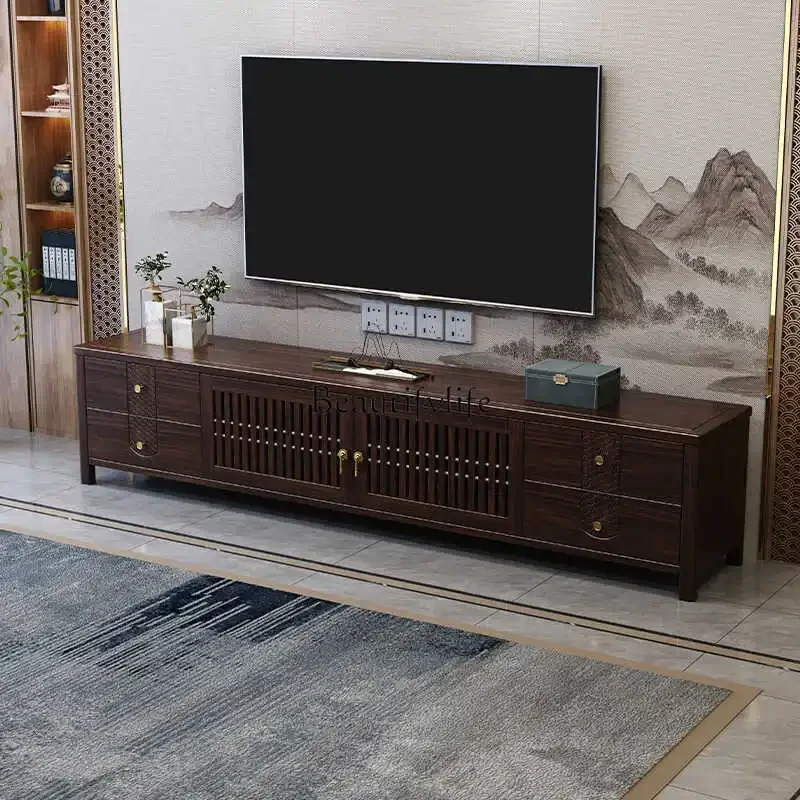 

12 New Chinese ebony solid wood floor cabinet simple light luxury modern assembly storage background cabinet