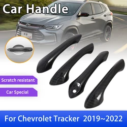 Carbon Fiber Outer Door Handle Cover Trim for Chevrolet Tracker 2019 2020 2021 2022 2023 Protective Accessories Styling Stickers