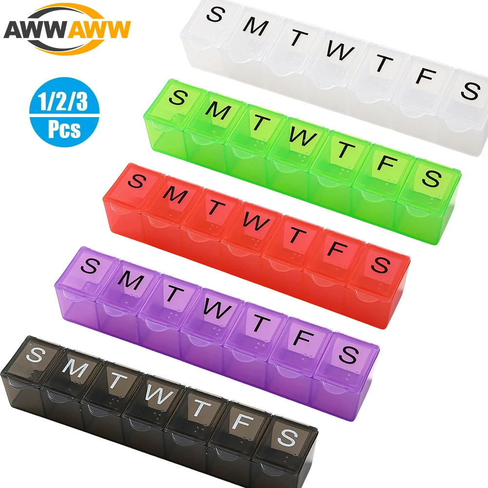 

1PCS Weekly Pill Organizer, 7 Day Daily Pill Box Case, Silkscreen Printed Medicine Container for Vitamins, Fish Oils