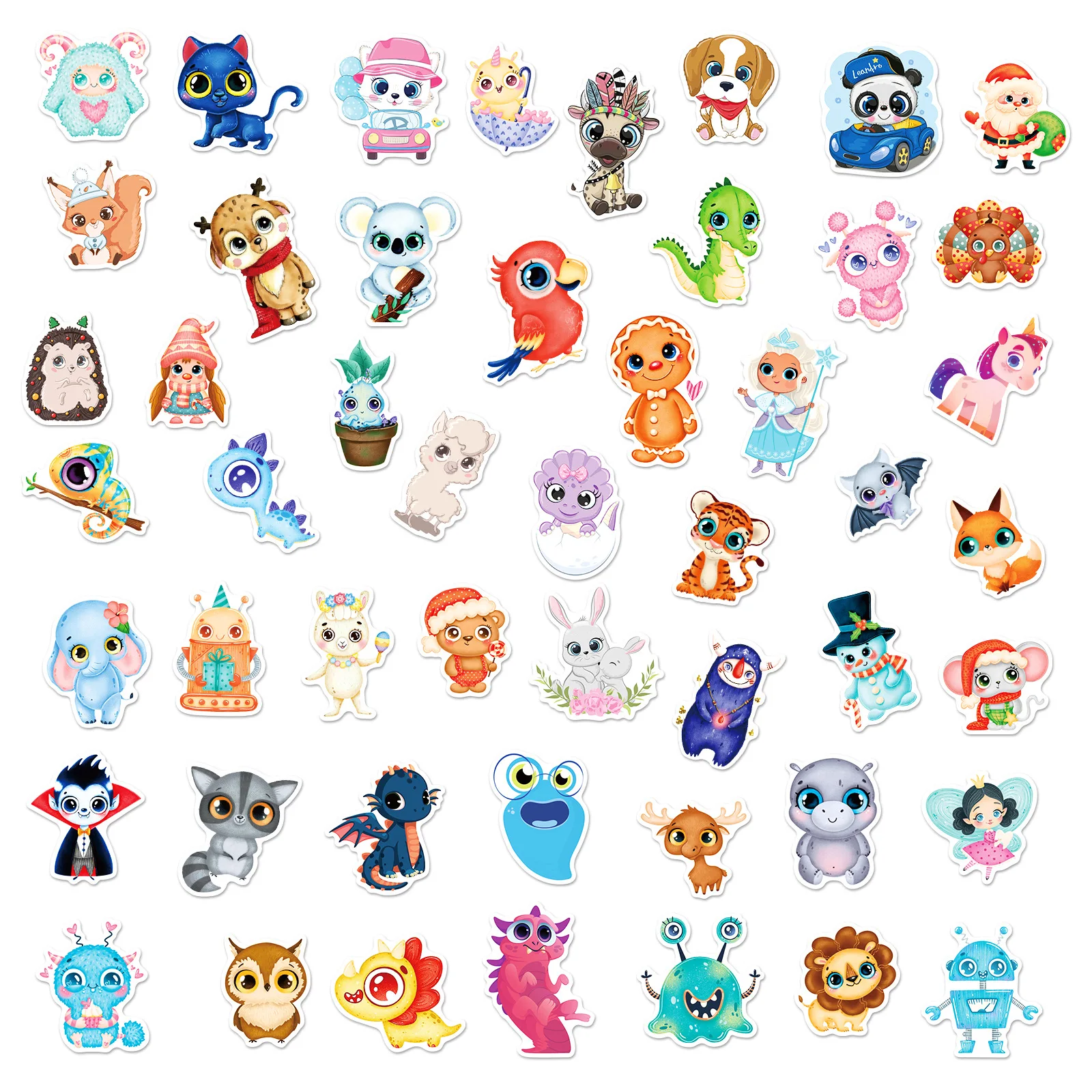 10/30/50PCS Cute Big Eyes Animals Sticker Cartoon Kids Decals Toy for Laptop Guitar Phone Travel Kawaii Sticker Gifts Wholesale