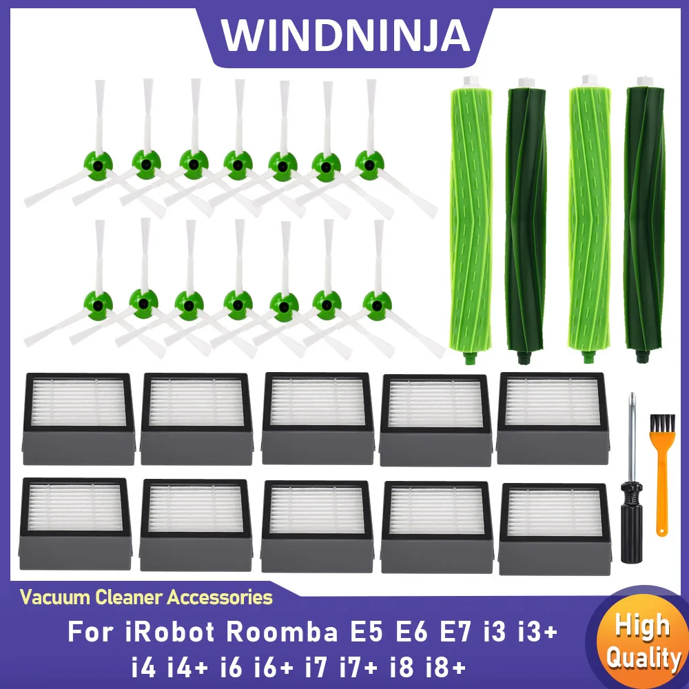 Für IRobot Roomba E5 E6 E7 I3 I3+ I4 I4+ I6 I6+ I7 I7+ I8 I8+ Staubsauger HEPA-Filter Haupt- und Seitenbürste Zubehör Ersatz